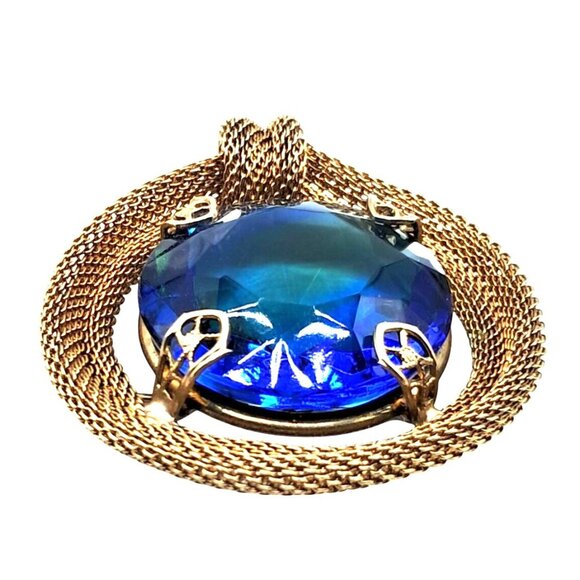 Vintage Rhinestone Jewelry Set Brooch Earrings Givre' or Sabrina Blue Green Glas - Picture 9 of 12